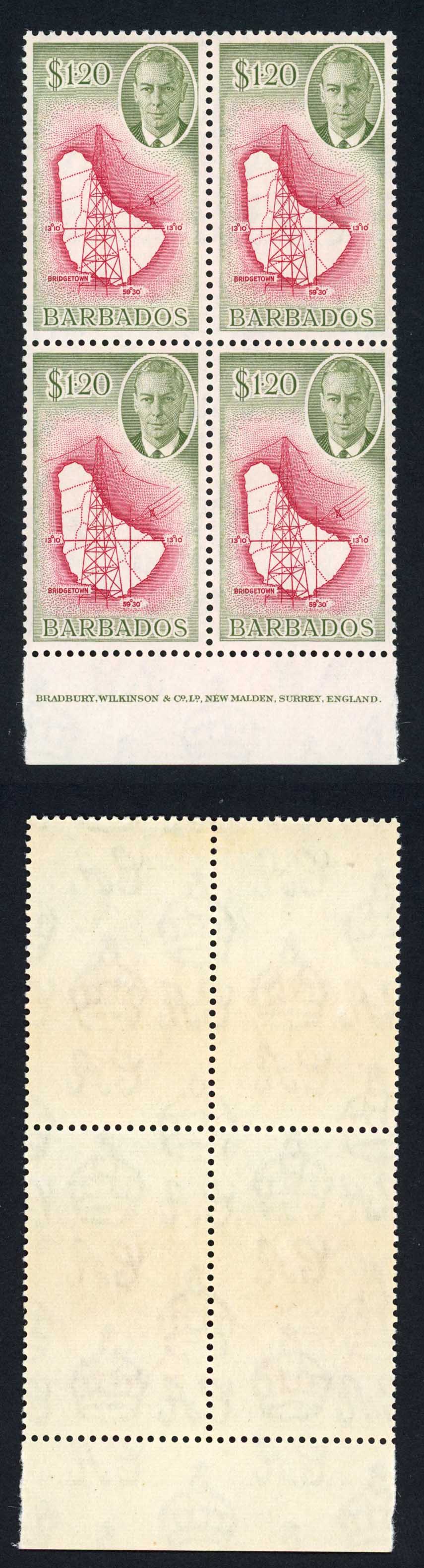 Barbados SG281 1.20 Imprint Block (2 x U/M) Cat 72