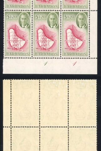 Barbados SG281 1.20 Plate Block U/M Cat 108 pounds