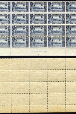 Sierra Leone SG200 One Pound Imprint Block of 20 U/M (toned gum) Cat 600 Pounds