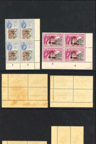 Sierra Leone SG257/68 Set to 10/- in U/M (toned) blocks of Four Cat 44 pounds