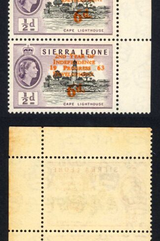 Sierra Leone SG259a 6d on 1/2d Small C in Independence U/M (toned)
