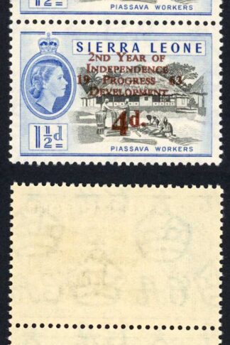 Sierra Leone SG258b 4d on 1 1/2d Narrow setting in Pair with normal U/M