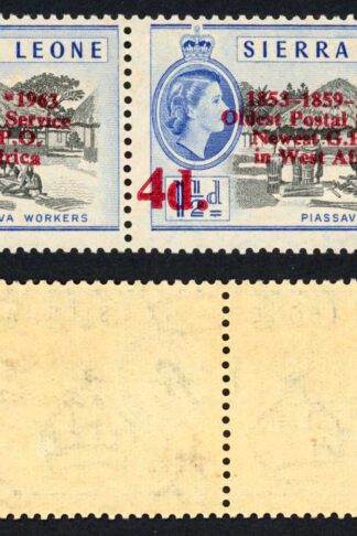 Sierra Leone SG274b 4d on 1 1/2d Left stamp 1853*1859*1963 U/M (toned)