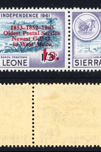 Sierra Leone SG276a 4d on 1 1/2d right stamp 1853*1859*1963 M/M (toned)