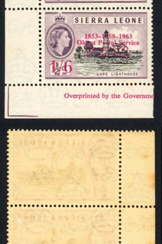 Sierra Leone SG277a 1/6 on 1/2d Top stamp 1853*1859*1963 U/M (toned)