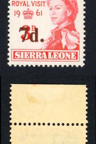 Sierra Leone SG279a 7d on 3d Top stamp No Spot after O U/M