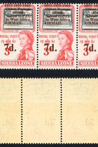 Sierra Leone SG279b 7d on 3d right stamp 1853.1859.1963 U/M (toned)