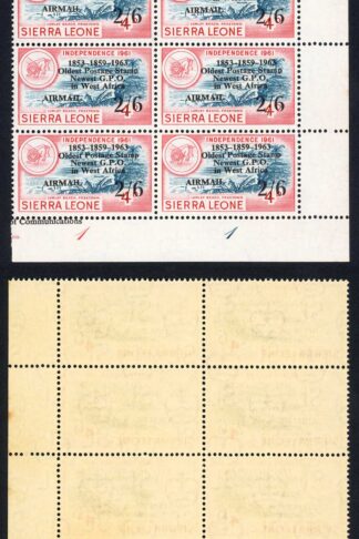 Sierra Leone SG281b 2/6 on 4d Top left stamp 1853*1859*1963 U/M