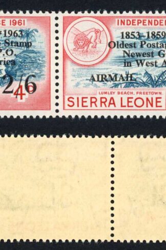 Sierra Leone SG281b 2/6 on 4d Left stamp 1853*1859*1963 U/M (toned)