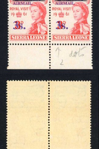 Sierra Leone SG282b 3/- on 3d 1853.1859.1963 U/M (toned)