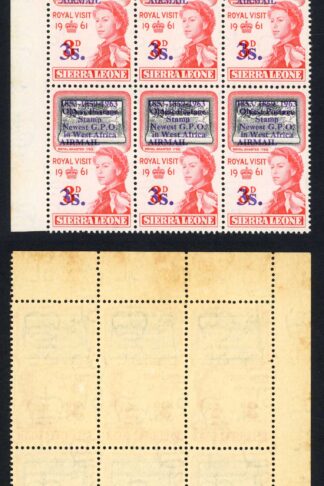 Sierra Leone SG282b/c 3/- on 3d No Spot after O and 1853.1859.1963 U/M (toned)