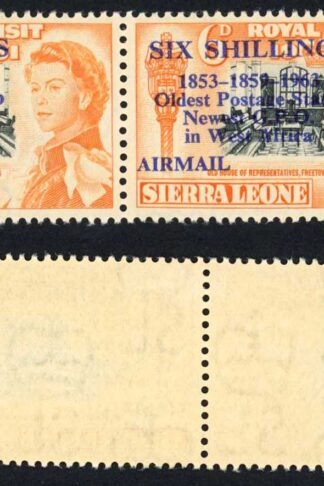 Sierra Leone SG283c 6/- on 6d right stamp 1853*1859*1963 U/M (toned)
