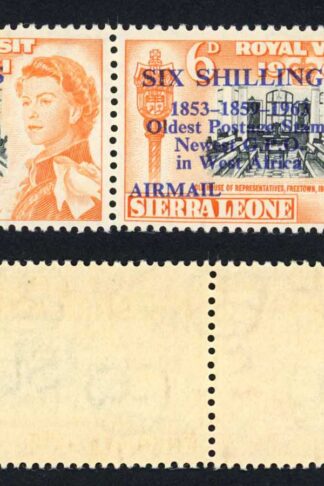 Sierra Leone SG283c 6/- on 6d right stamp 1853*1859*1963 U/M (toned)