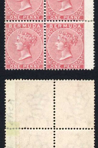 Bermuda SG1 1d Rose-red Mint Block of FOUR (2 x U/M) Cat 400+++ pounds