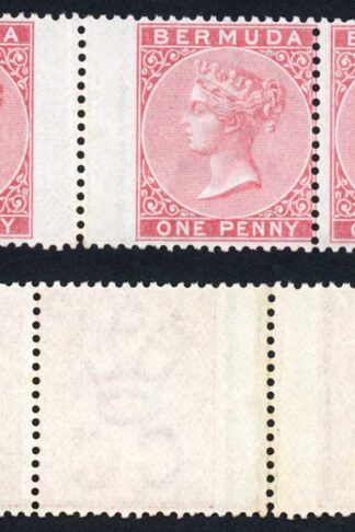 Bermuda SG1 1d Rose-red Mint Gutter Strip U/M Cat 300+++ pounds