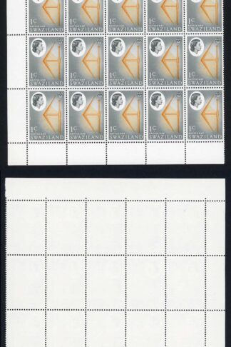 Swaziland SG91w 1c Wmk Inverted U/M Block of 25 Cat 31.25