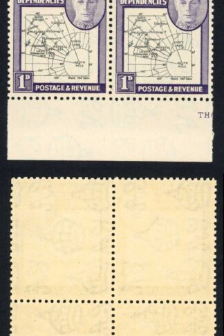 Falkland Deps SGG2a 1d Black and Violet inc Gap in 80th Parallel U/M (light bro