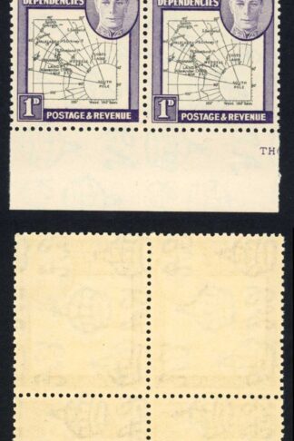 Falkland Deps SGG2a 1d Black and Violet inc Gap in 80th Parallel U/M (light bro