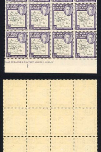 Falkland Deps SGG2d 1d inc Dot by Oval U/M (light brown gum) Cat 198.75 pounds