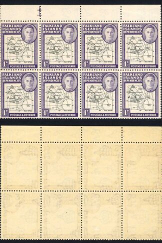 Falkland Deps SGG2a 1d Black and Violet Block U/M (light brown gum)