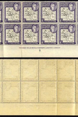Falkland Deps SGG2a 1d Black and Violet Block U/M (light brown gum)