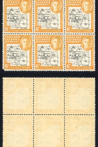 Falkland Deps SGG6b 6d Black and Orange inc Dot by Oval U/M Cat 287
