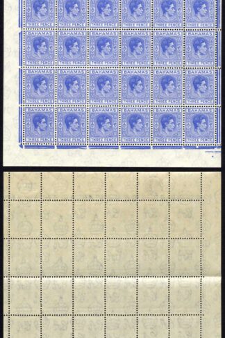 Bahamas SG154ab 3d Bright Ultramarine Pane of 60 U/M Cat 720 pounds