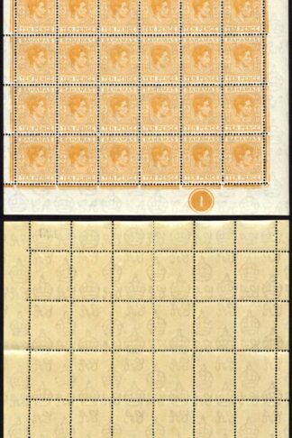 Bahamas SG154c 10d yellow-orange Pane of 60 U/M Cat 150 pounds