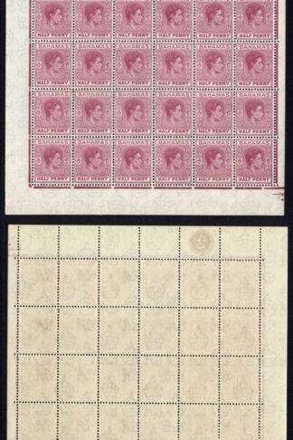 Bahamas SG149ec 1/2d brown-purple Pane of 60 inc 9/6 Elongated E U/M Cat 236 po