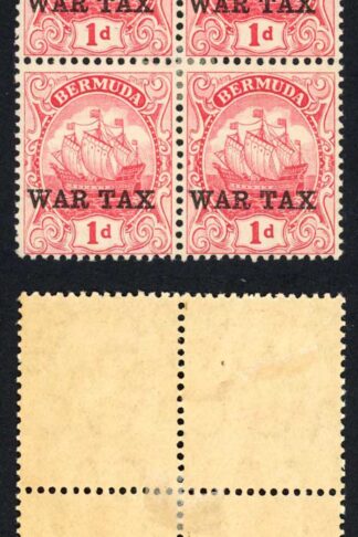 Bermuda SG58 1d opt WAR TAX (SG type 17) M/M Block Cat 32 pounds