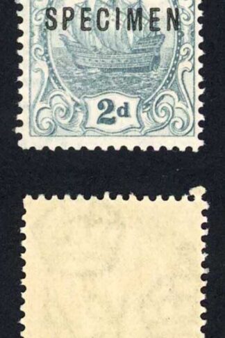 Bermuda SG80 2d Grey Wmk Script opt SPECIMEN M/M KISS PRINT