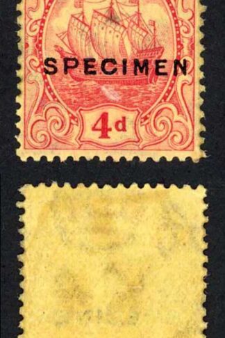 Bermuda SG85 4d red/yellow Wmk Script opt SPECIMEN M/M (crease)