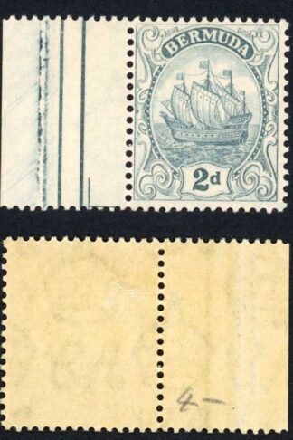 Bermuda SG80x 2d grey Wmk Script REVERSED M/M Cat 75 pounds