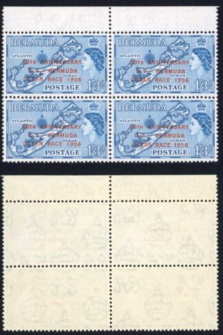 Bermuda SG155 1/3 bottom right stamp broken 5 in 1956 U/M