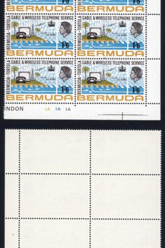 Bermuda SG214 Dot in 1st rung of Pylon (top right stamp) U/M