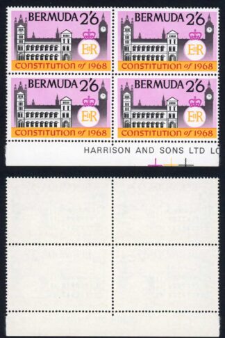 Bermuda SG219 2/6 top left stamp with line on window U/M