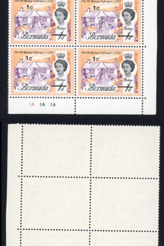 Bermuda SG232 1c on 1d top left stamp dot by one U/M