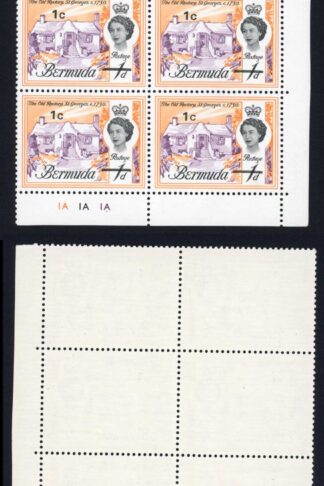 Bermuda SG232 1c on 1d top left stamp dot by one U/M