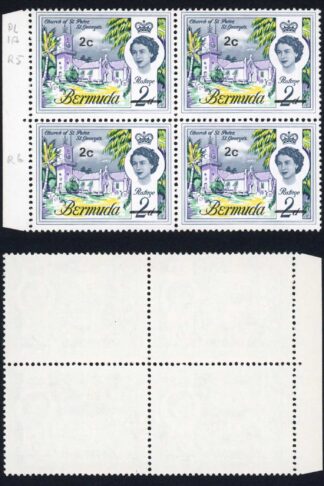Bermuda SG233 2c on 2d top left stamp white patch in lawn U/M