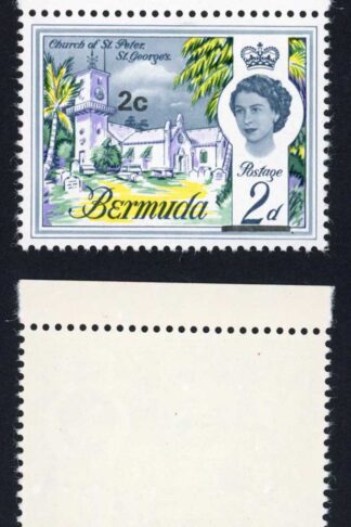 Bermuda SG233 2c on 2d BAR BELOW the 2d U/M