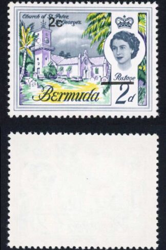 Bermuda SG233 2c on 2d BAR ABOVE the 2d U/M