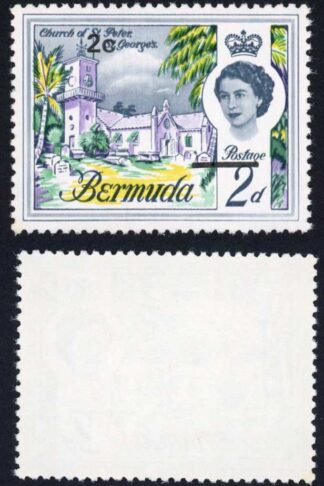 Bermuda SG233 2c on 2d BAR ABOVE the 2d U/M