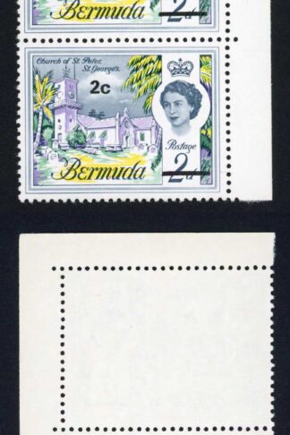 Bermuda SG233 2c on 2d bottom stamp lilac line bottom left U/M