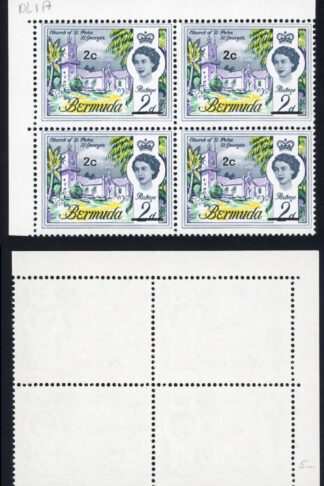 Bermuda SG233c 2c on 2d Wmk S/ways Bottom right stamp Tall 2 U/M