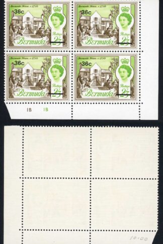 Bermuda SG254 36c on 2/3 Top right stamp Nick in Bar U/M