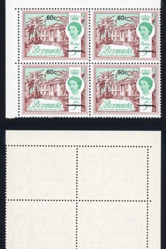 Bermuda SG246 60c on 5/- Top left stamp with P flaw repaired U/M