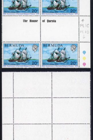 Bermuda SG359 20c Top left stamp Nick under h U/M