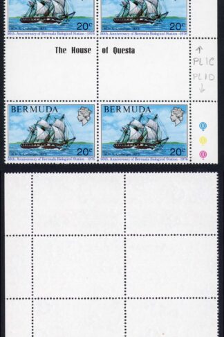 Bermuda SG359 20c Top left stamp Nick under h U/M