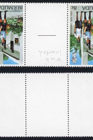 Bermuda SG409w 8c Police Gutter Pair Wmk INVERTED U/M Cat 24++ pounds