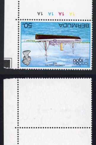 Bermuda SG418w 50c London 1980 Gutter Pair Wmk INVERTED U/M Cat 110++ pounds